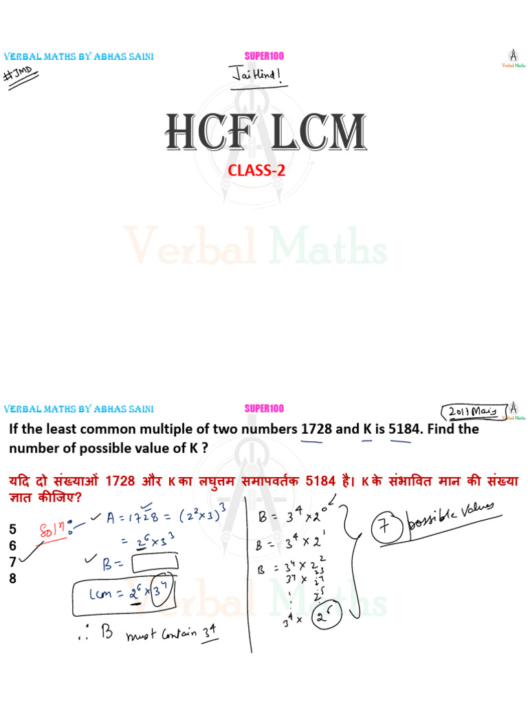 033.HCF & LCM Class-2 QA by @raj H | PDF
