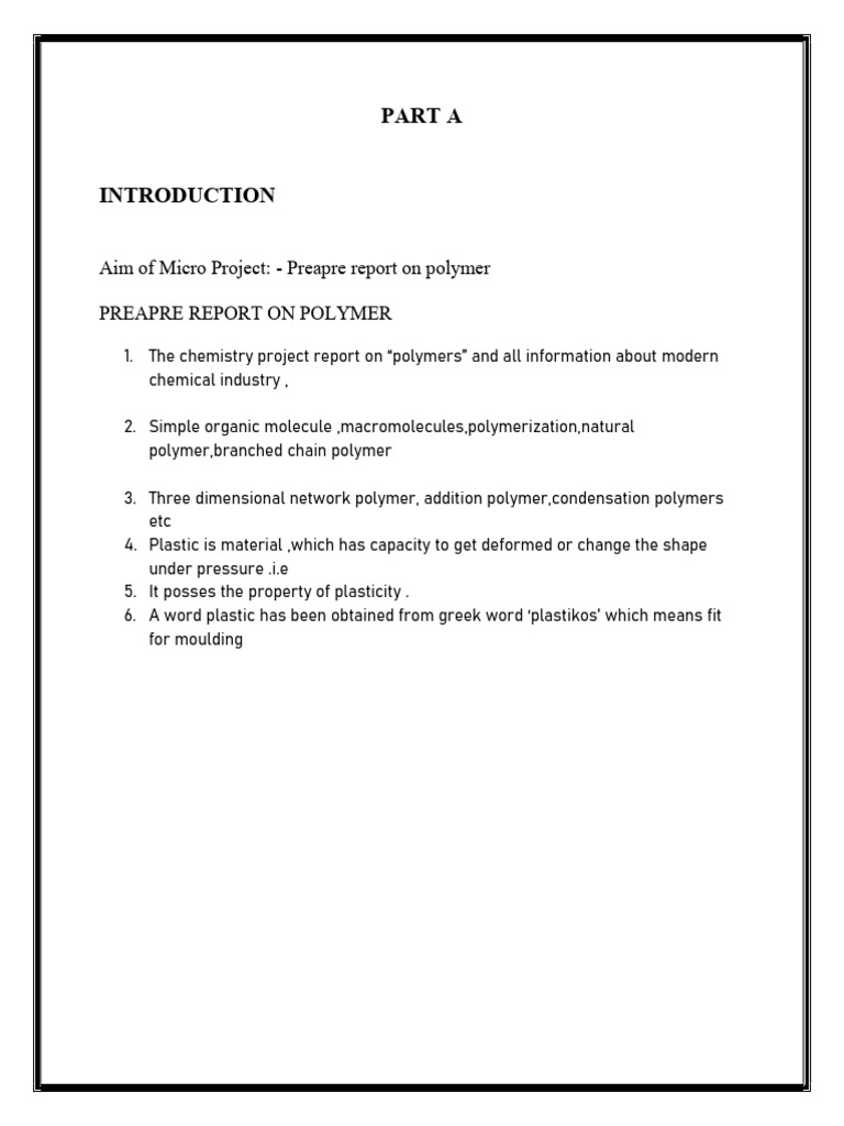 Polymer Chemistry Micro Project Report | PDF | Polymers | Macromolecules