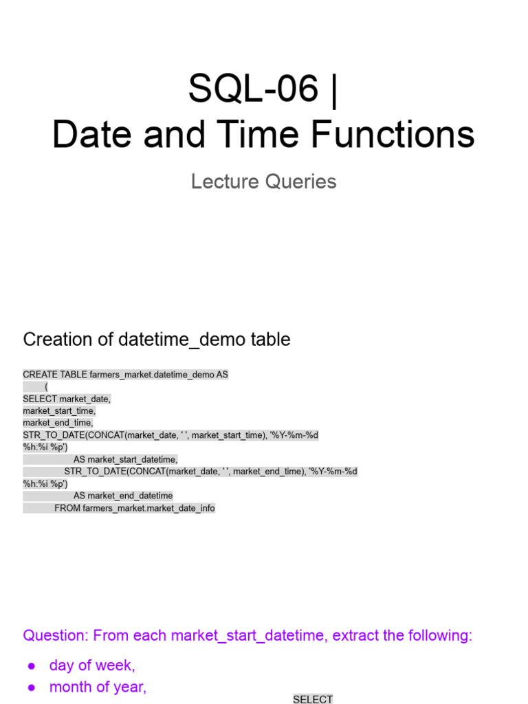 SQL 06 Window and Date Time Functions 3 | PDF | Data Management | Databases