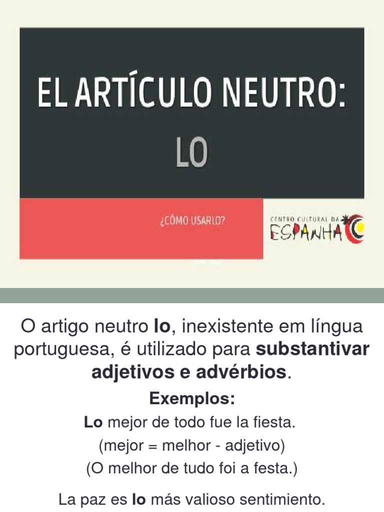 Uso do Artigo Neutro 
