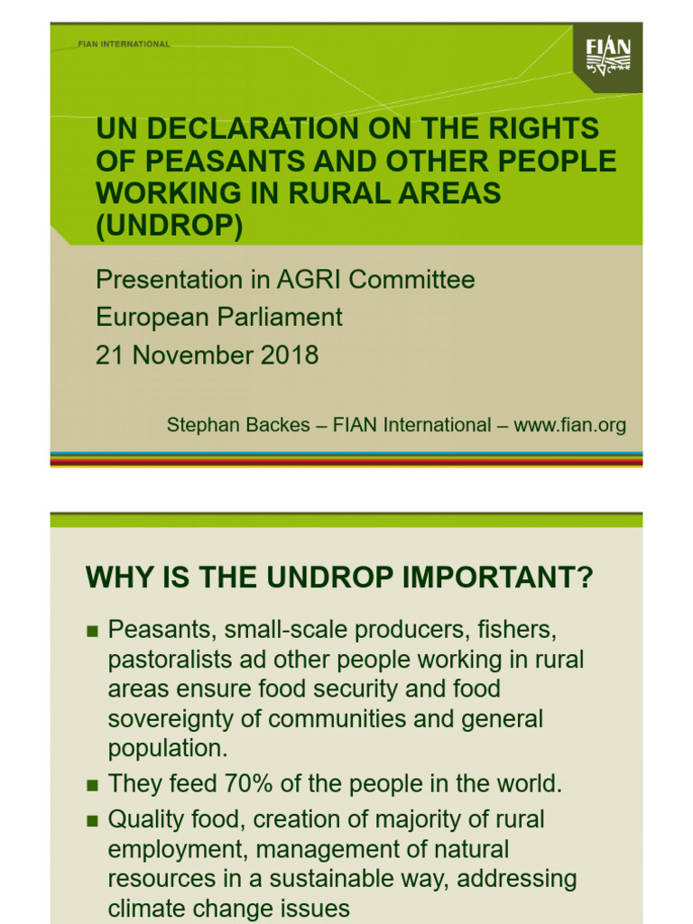 UNDROP Presentation by FIAN International | PDF | Agriculture