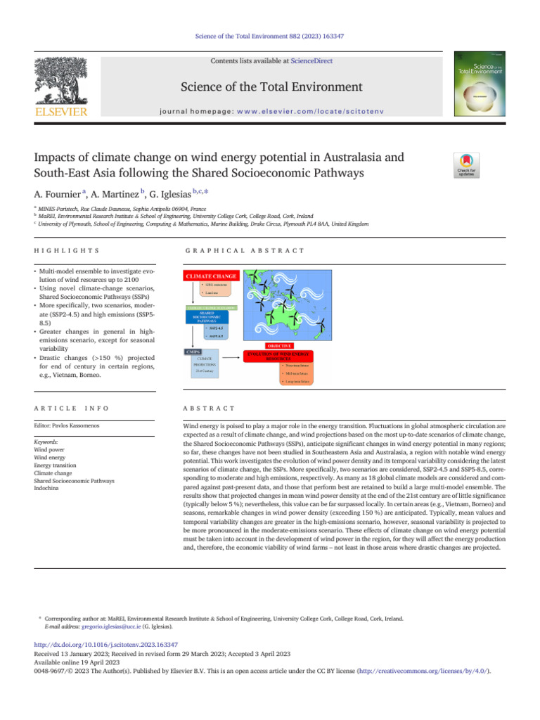 Impacts of Climate Change On Wind Energy Potential in Aus - 2023 ...