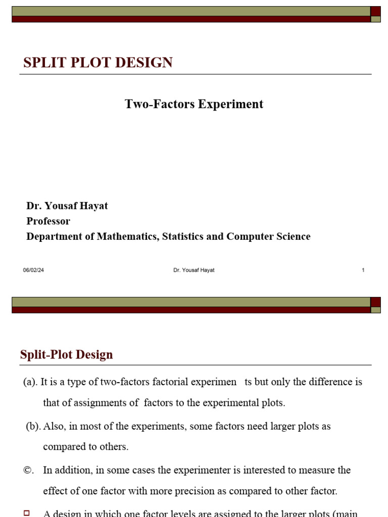 Understanding Split-Plot Design in Experiments | PDF | Experiment ...