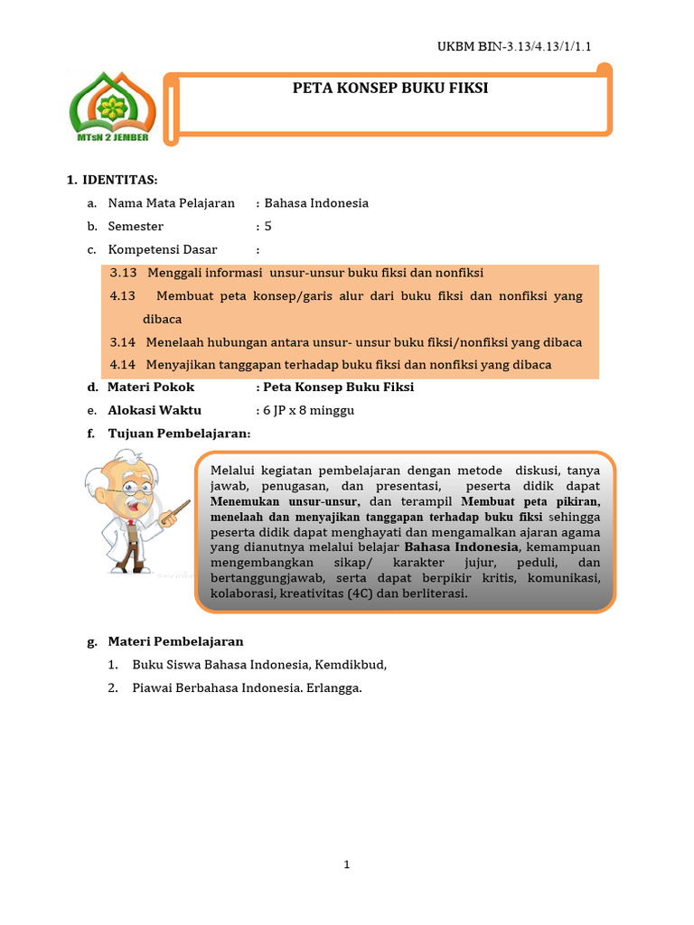 UKBM 4. Peta Konsep Buku Fiksi | PDF | Kajian Bahasa Asing | Fiksi Umum