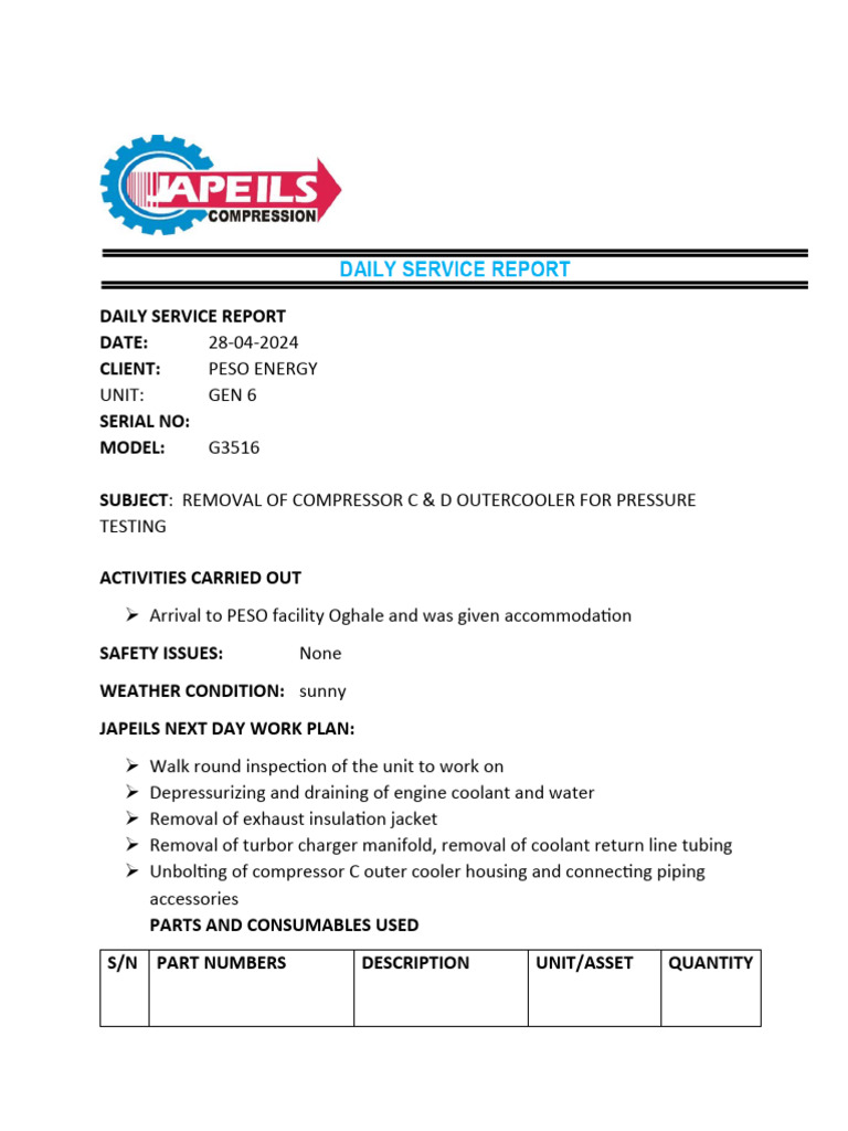 PESO Energy Compressor Testing Report | PDF | Pipe (Fluid Conveyance ...