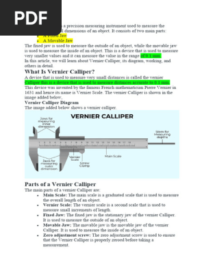 Vernier Calipers Notes For Iit Jee Neet PDF