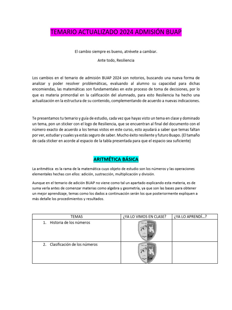 Temario y guia de estudio matematicas pdf ecuaciones lgebra