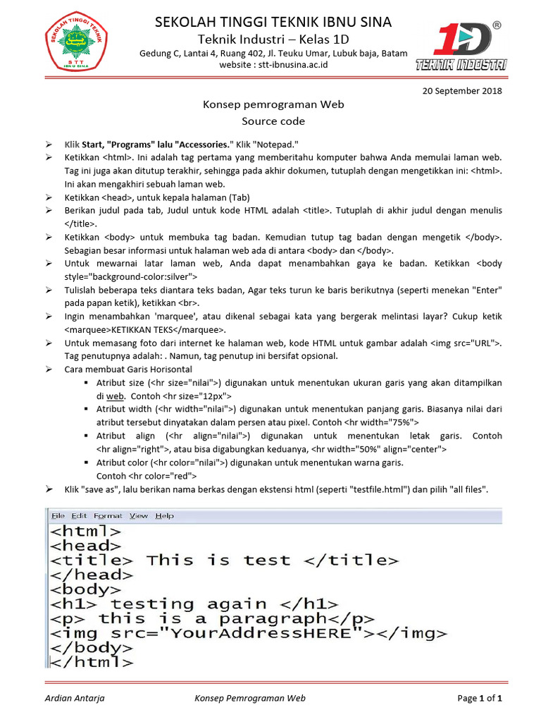 Panduan Dasar Pemrograman Web HTML | PDF