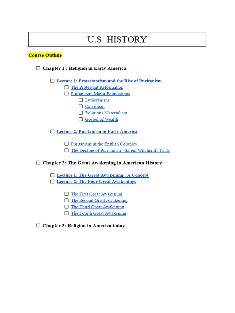 Ms Weslati US History Religion in The USA | PDF | Calvinism | Protestantism