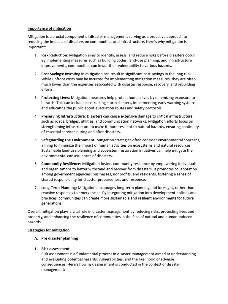 Mitigation Assignment Pdf Emergency Management Risk Assessment
