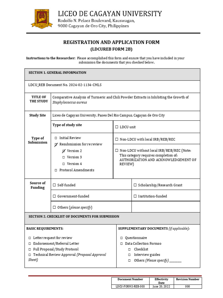 LDCU-ForMS-REB-003 Registration and Application Form V2.0 - 2B | PDF ...