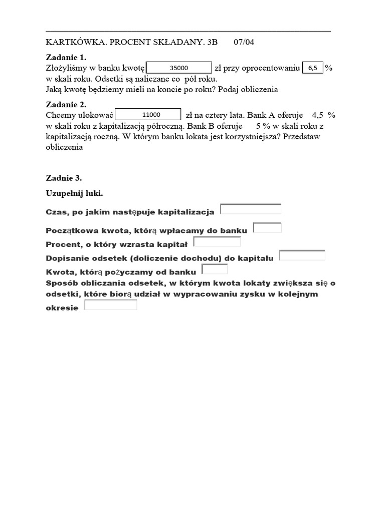 KARTKÓWKA Procent Składany | PDF