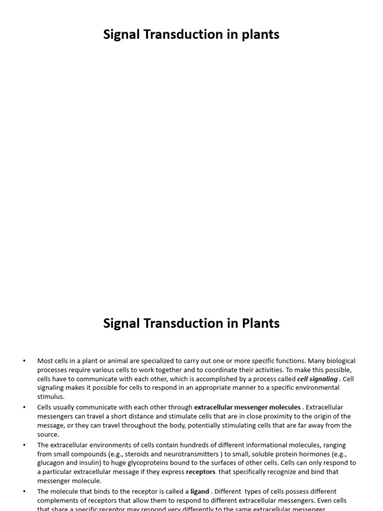 Plant Signal Transduction Mechanisms | PDF | Cell Signaling | Signal ...