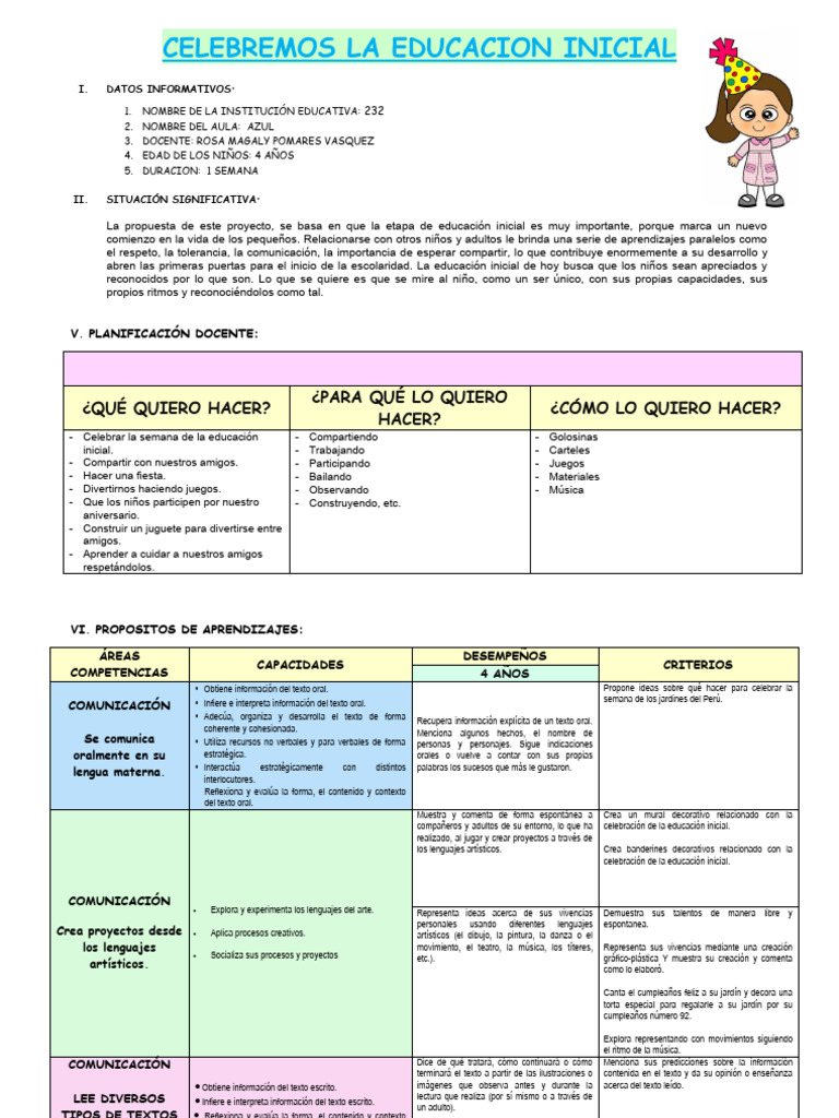 Celebración de la Educación Inicial | PDF | Educación de la primera ...