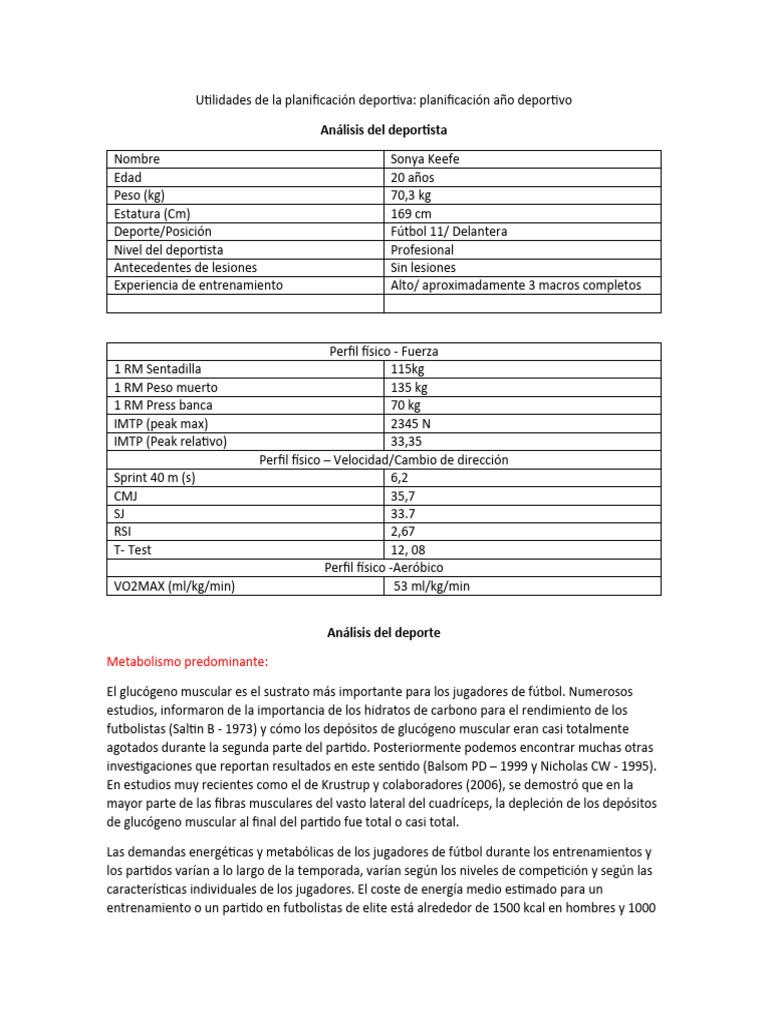 Utilidades De La Planificación Deportiva Pdf Entrenamiento Con Pesas