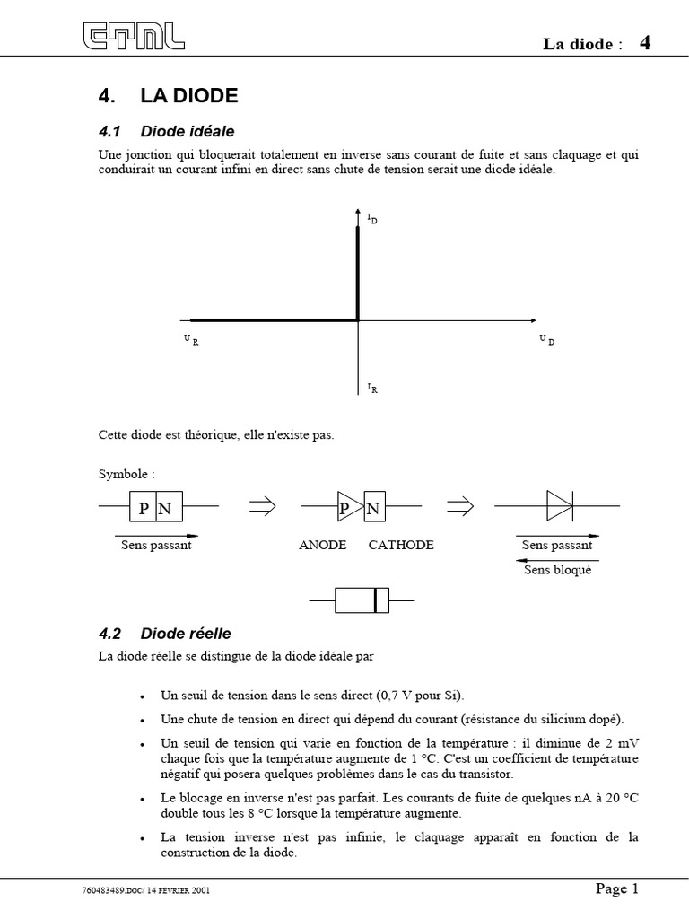 Caractéristiques des diodes idéales et réelles | PDF | Semi-conducteurs ...