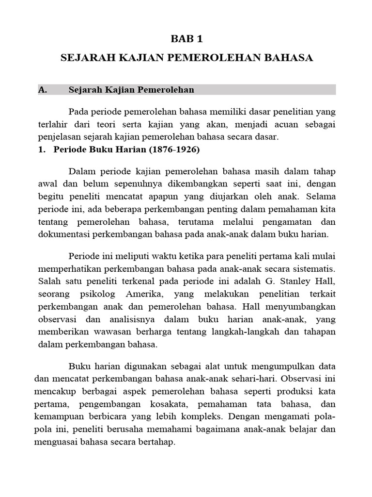 Sejarah Kajian Pemerolehan Bahasa | PDF | Kajian Bahasa Asing | Sains ...