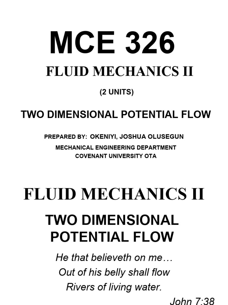 Mce 326 two dimensional potential flow pdf fluid mechanics vortices