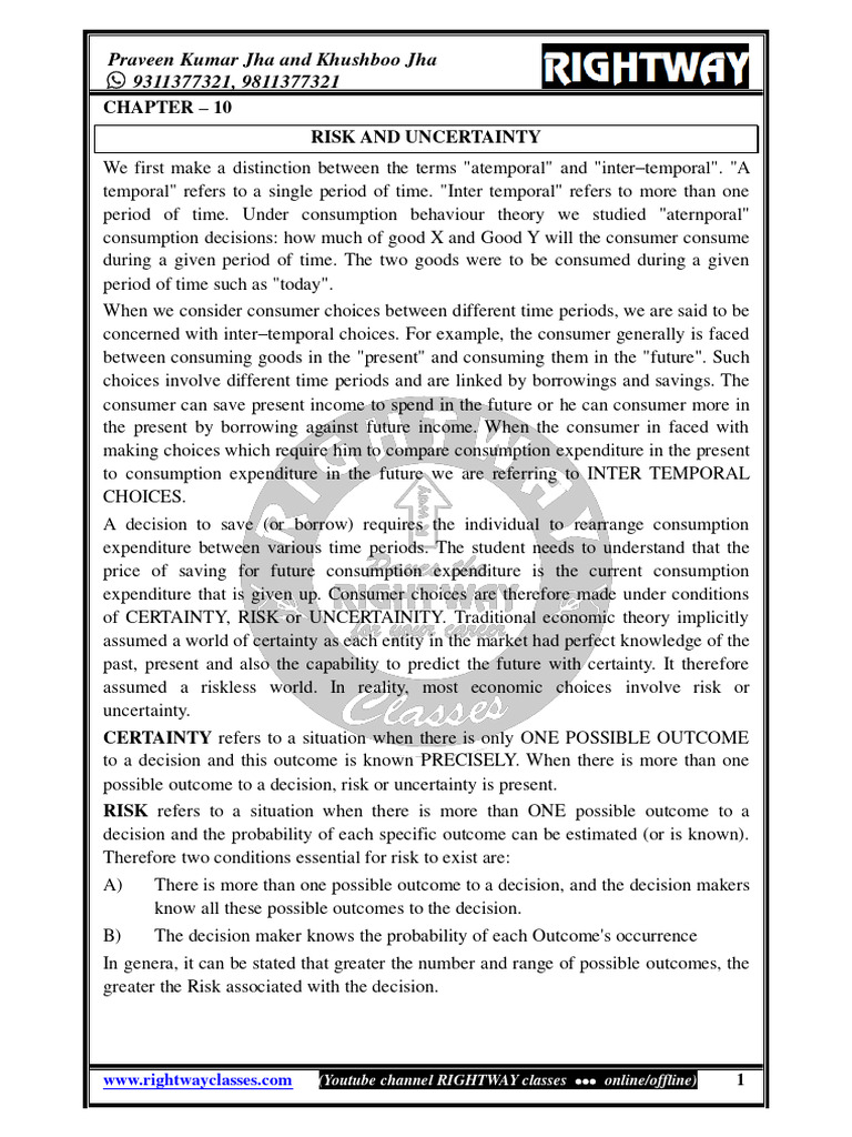 Micro Economic V3 Theory Pdf Utility Risk Premium