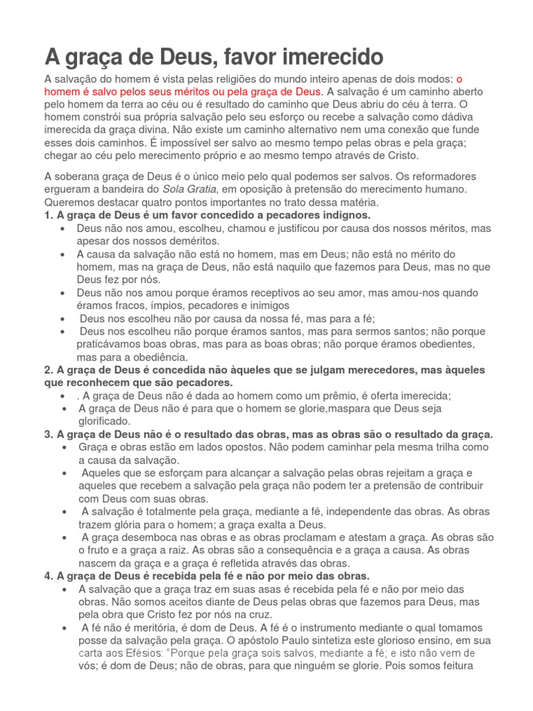 A Graça de Deus | PDF | Graça divina | Salvação