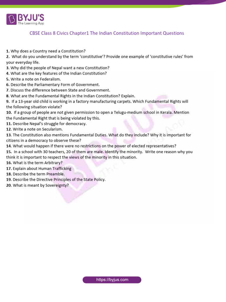 CBSE Class 8 Civics Chapter 1 The | PDF