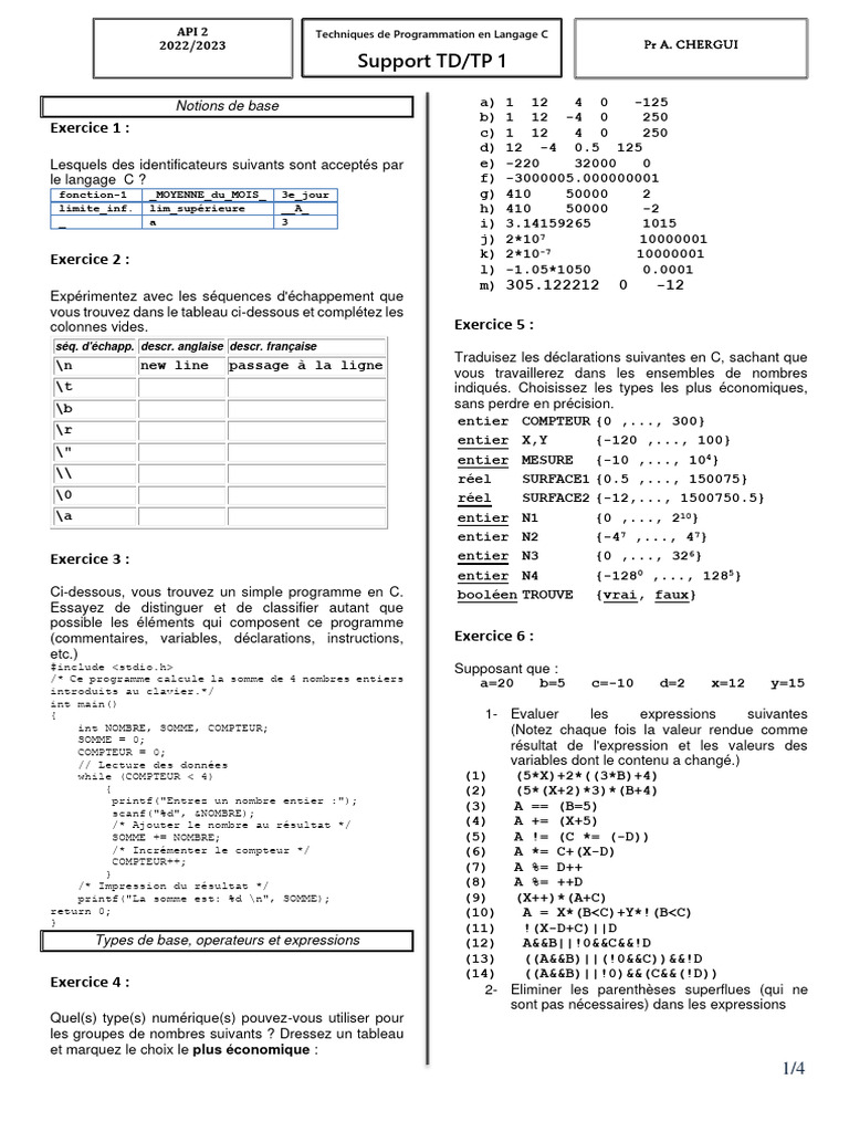 Techniques de Programmation en C | PDF | Nombre | Entier naturel