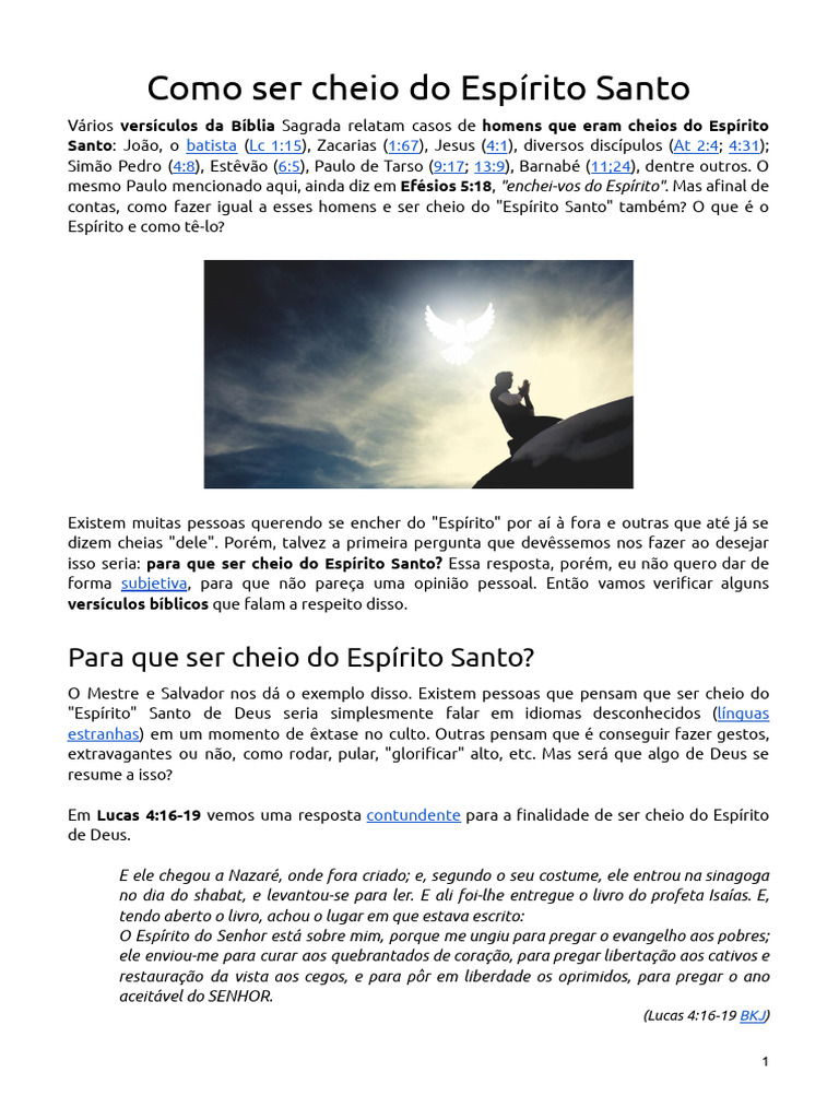 Como Ser Cheio do Espírito Santo | PDF | Bíblia | Espírito Santo (religião)