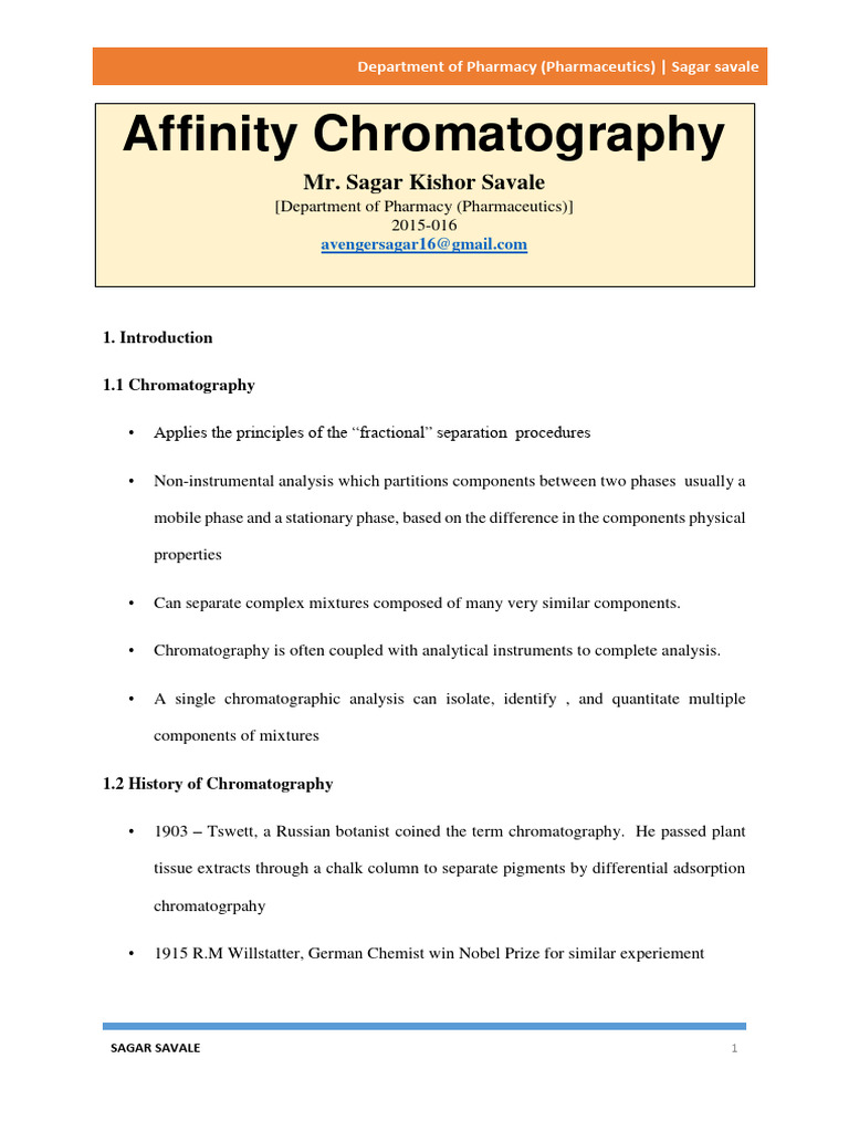 Overview of Affinity Chromatography | PDF | Chromatography | Protein ...