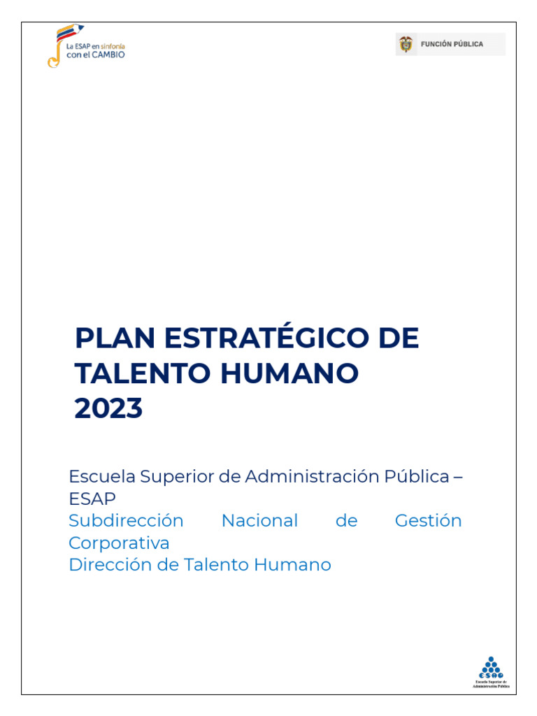 Plan Estratégico de Talento Humano 2023 V1!26!01-2023 (1) | PDF