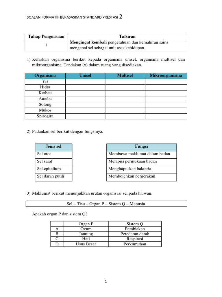 Bab 2 Soalan Pentaksiran Berasaskan Standard Prestasi | PDF