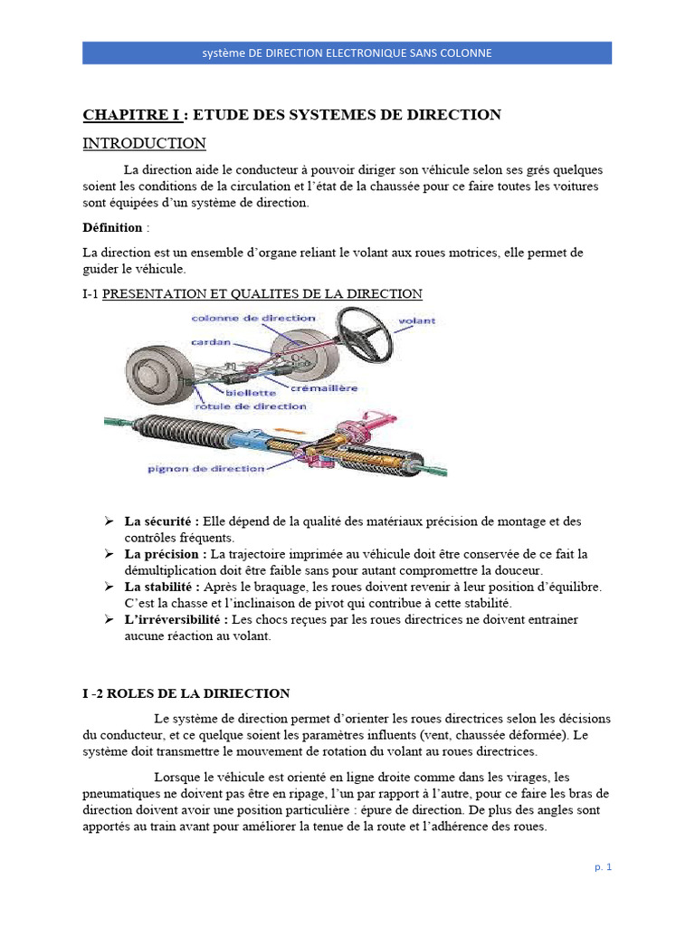 Systèmes de Direction Automobile | PDF | Voitures | Ingénierie mécanique
