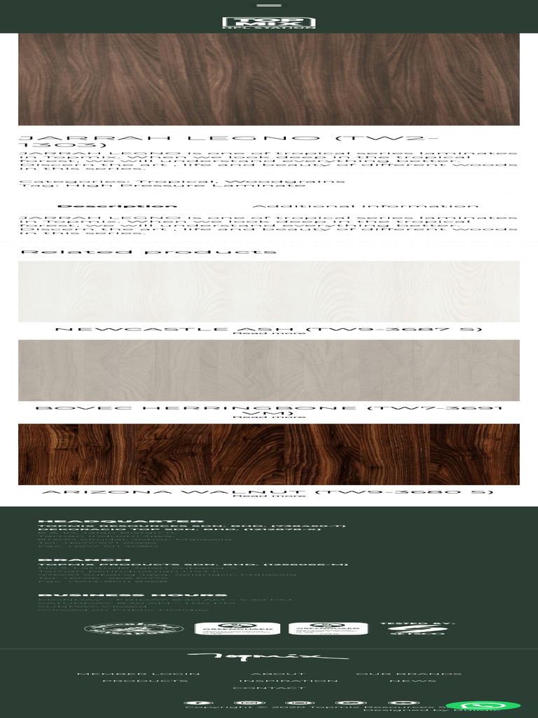 JARRAH LEGNO (TW2-1303) - Topmix HPL Station - Malaysia Lamination ...