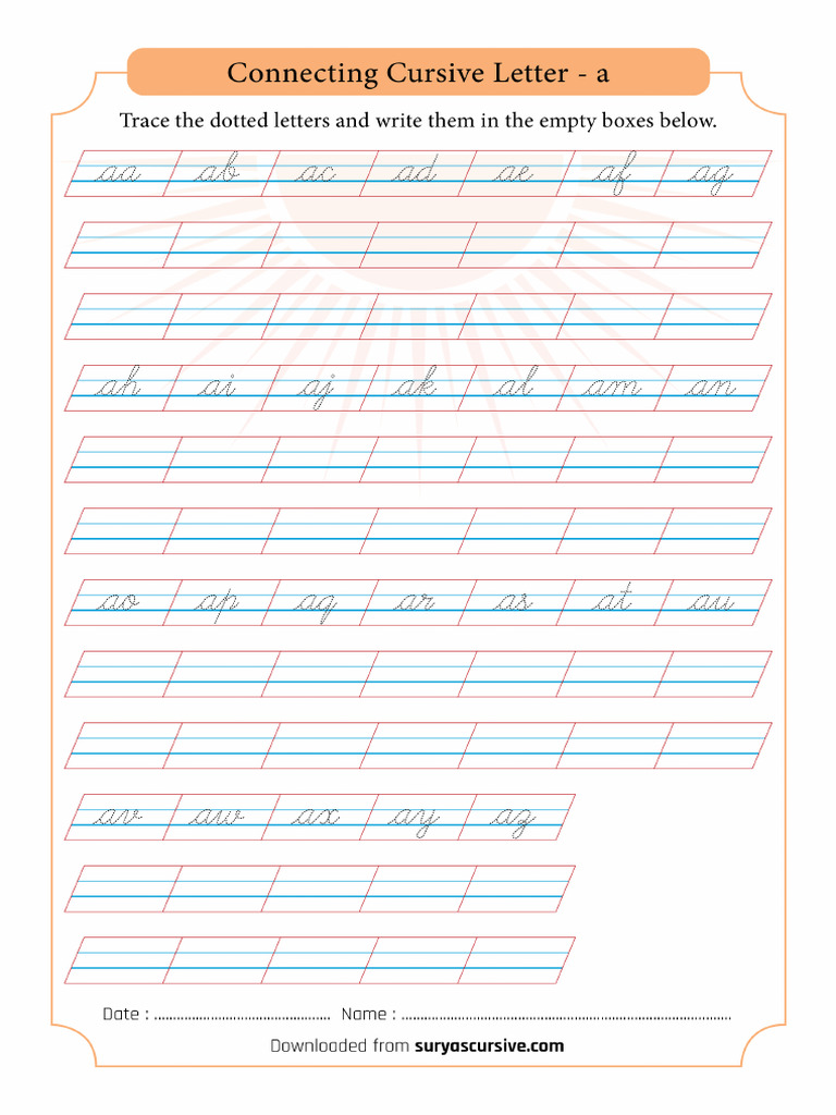 Connecting All Letters Small A | PDF
