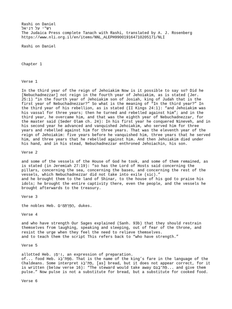 Rashi On Daniel - en - The Judaica Press Complete Tanach With Rashi ...