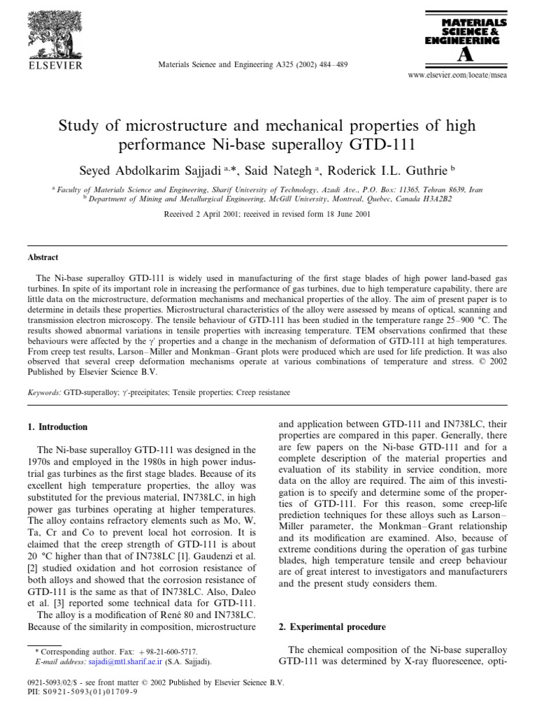 Study of Microstructure and Mechanical Properties of High Performance ...