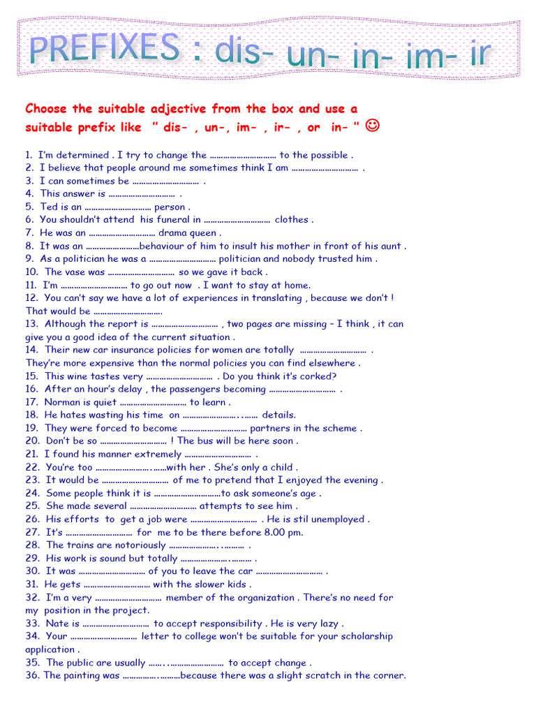 Prefixes Worksheet Withkey | PDF | Art