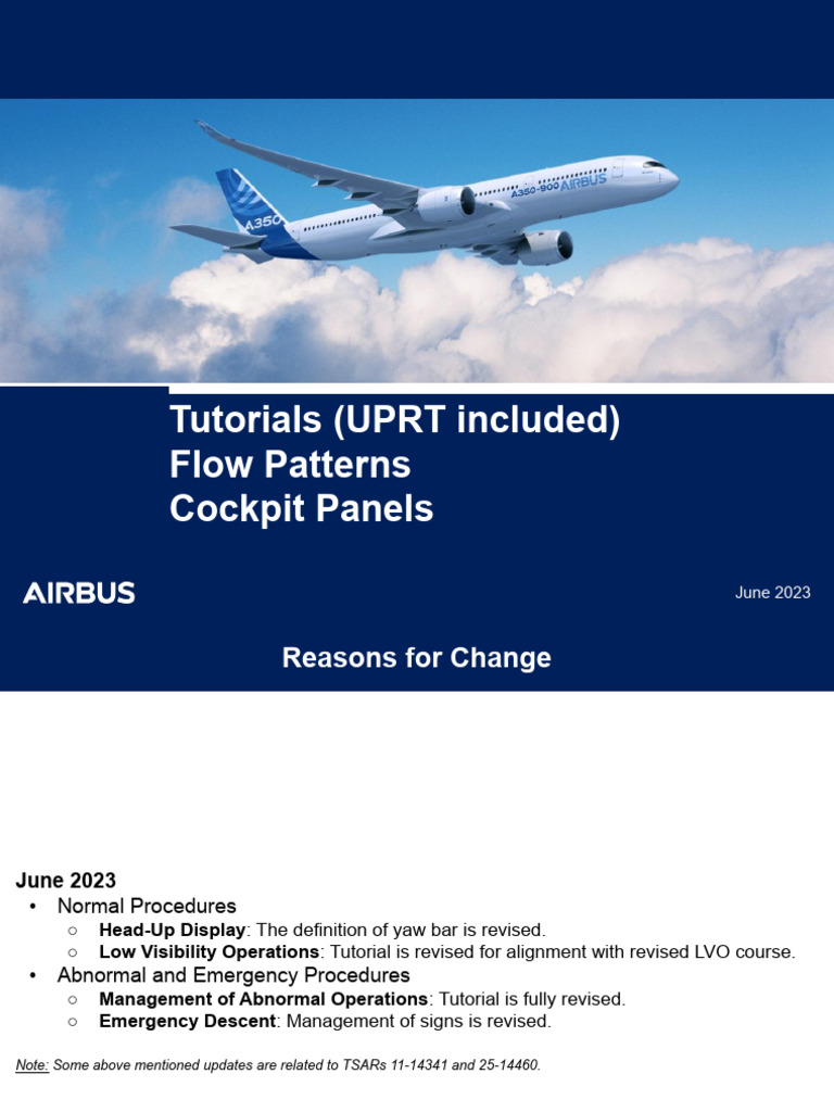 A350 Tutorial: Normal & Emergency Procedures | PDF | Cockpit | Flight