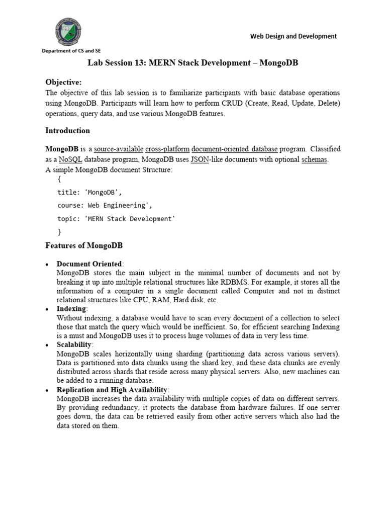 MongoDB CRUD Operations in MERN Stack | PDF | Java Script | Mongo Db