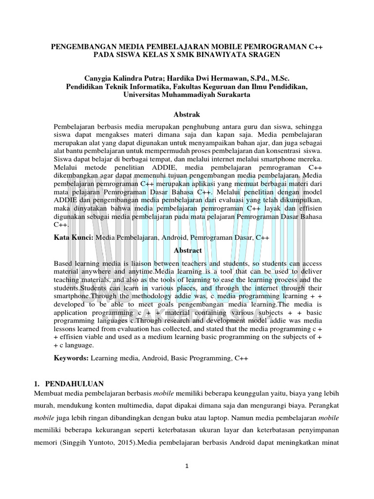 Media Pembelajaran C++ Mobile untuk SMK | PDF
