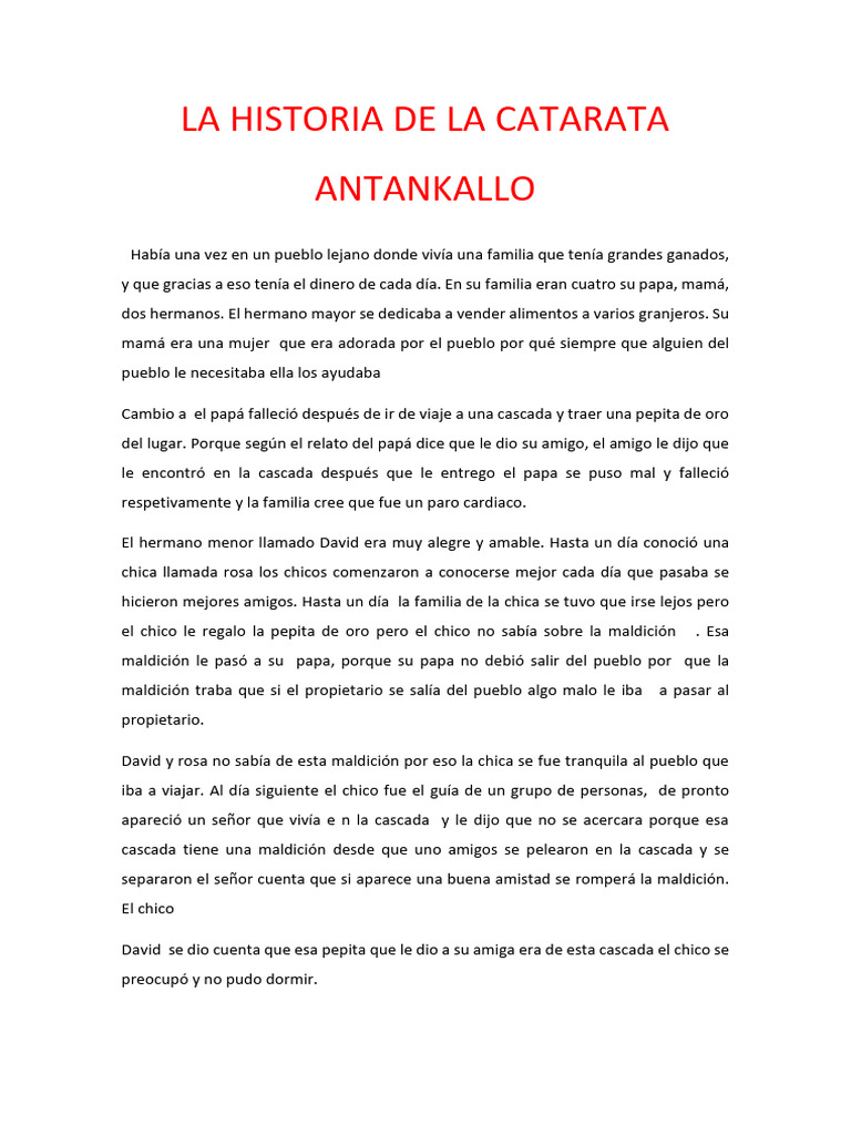 Catarata de Antankallo: La Amistad Restaura | PDF