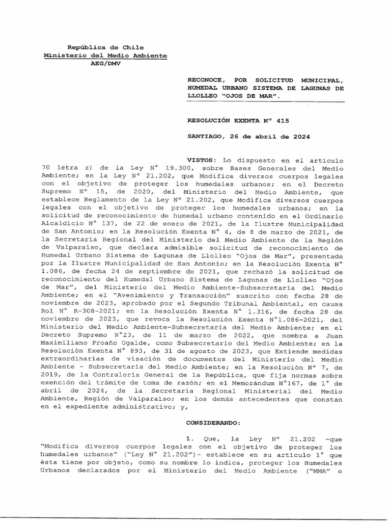Declara UH Lagunas Llolleo | PDF