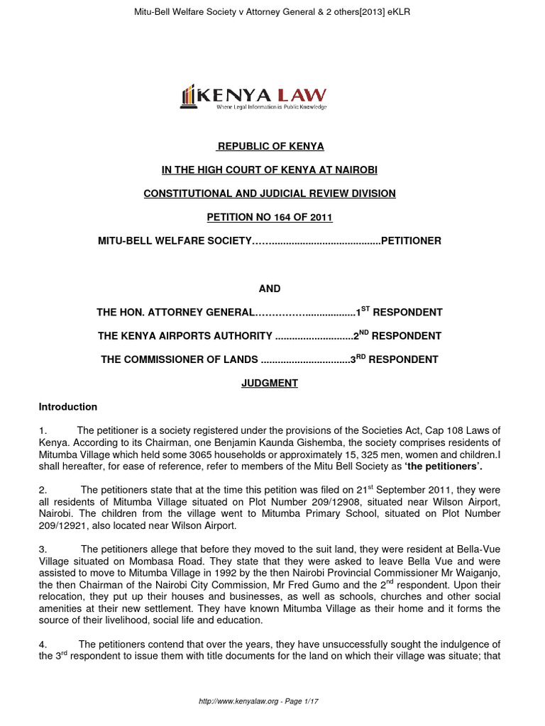 Mitu-Bell Society vs. Attorney General Case | PDF | Human Rights ...