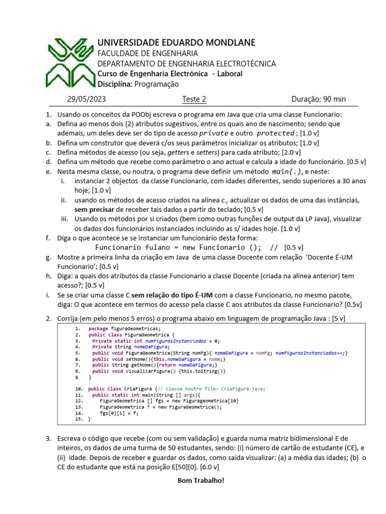 Teste de Programação em Java | PDF | Classe (programação de ...
