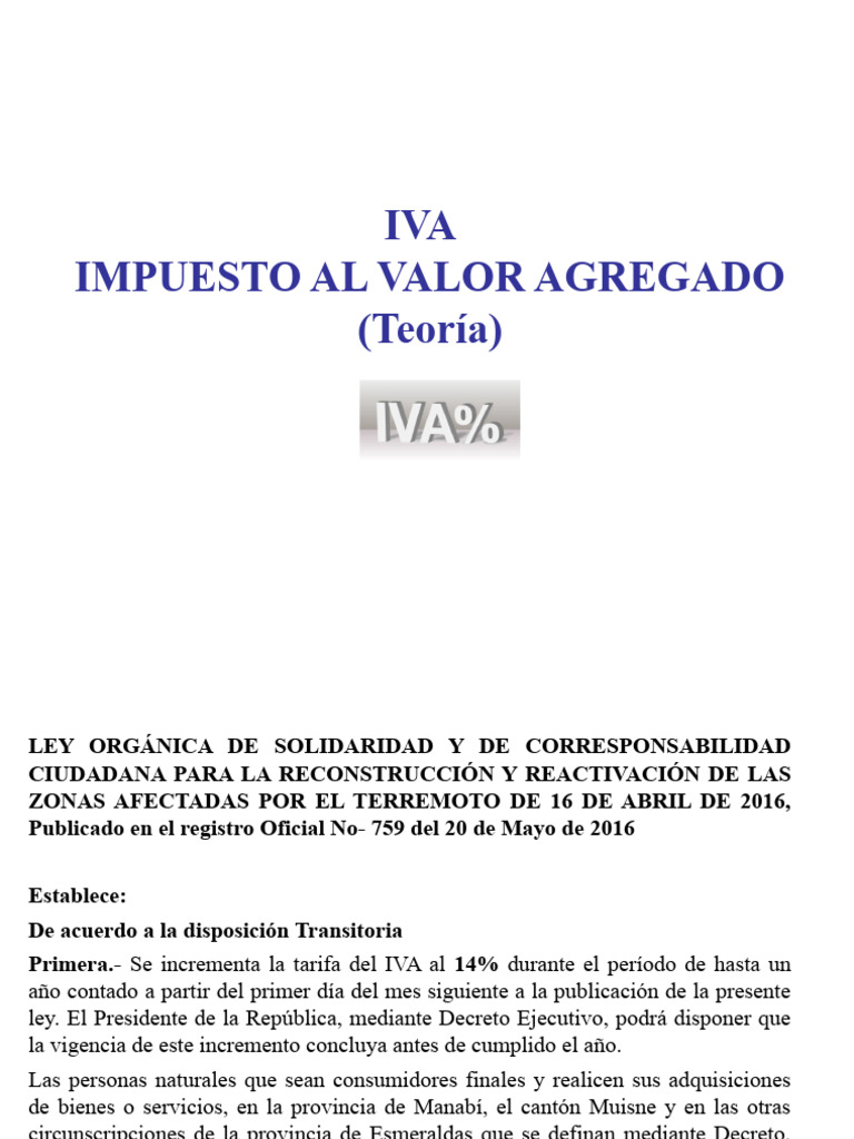 IVA: Ley y Exenciones en Ecuador | PDF | Impuestos | Impuesto al valor ...