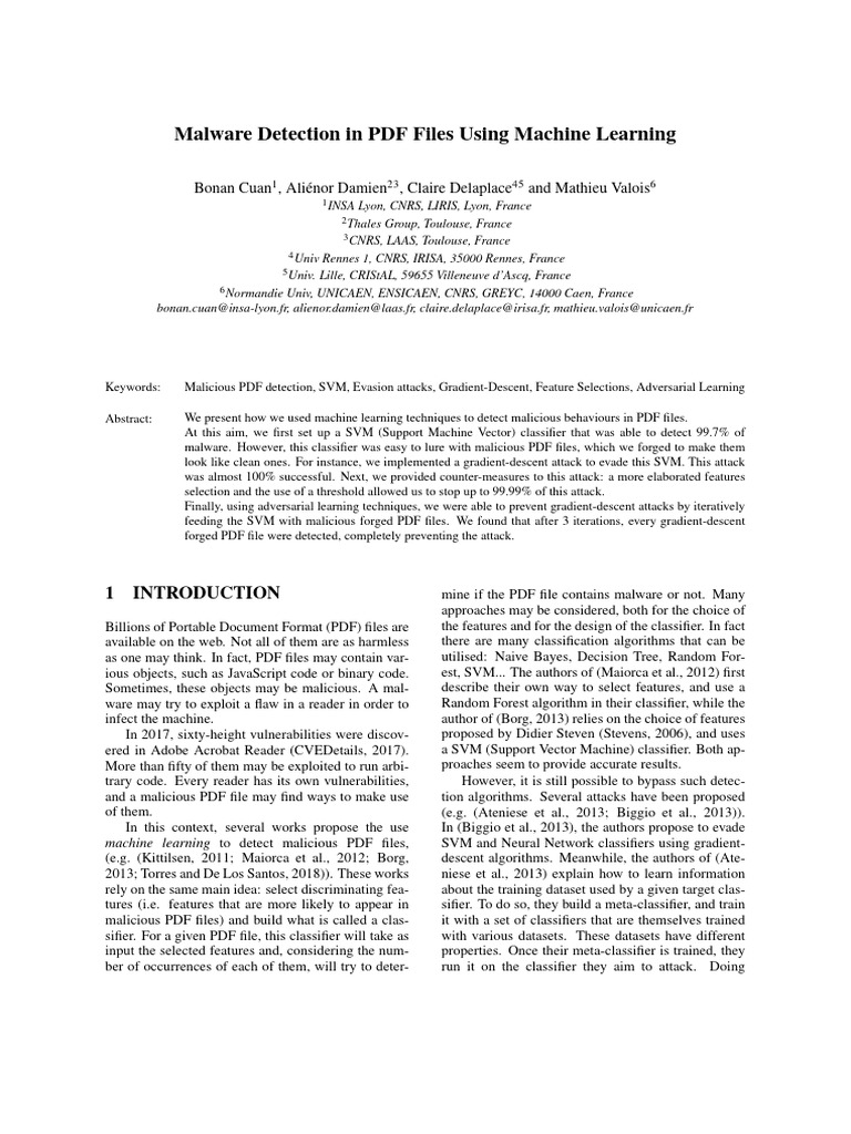 PDF Malware Detection with Machine Learning | PDF | Support Vector ...