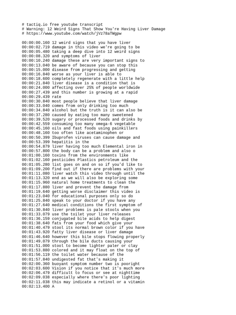 Tactiq Free Transcript JVz78aTWgpw | PDF | Liver | Bile