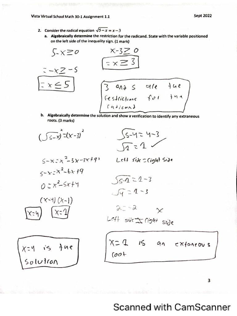 Math 30-1 Assignment PDF | PDF