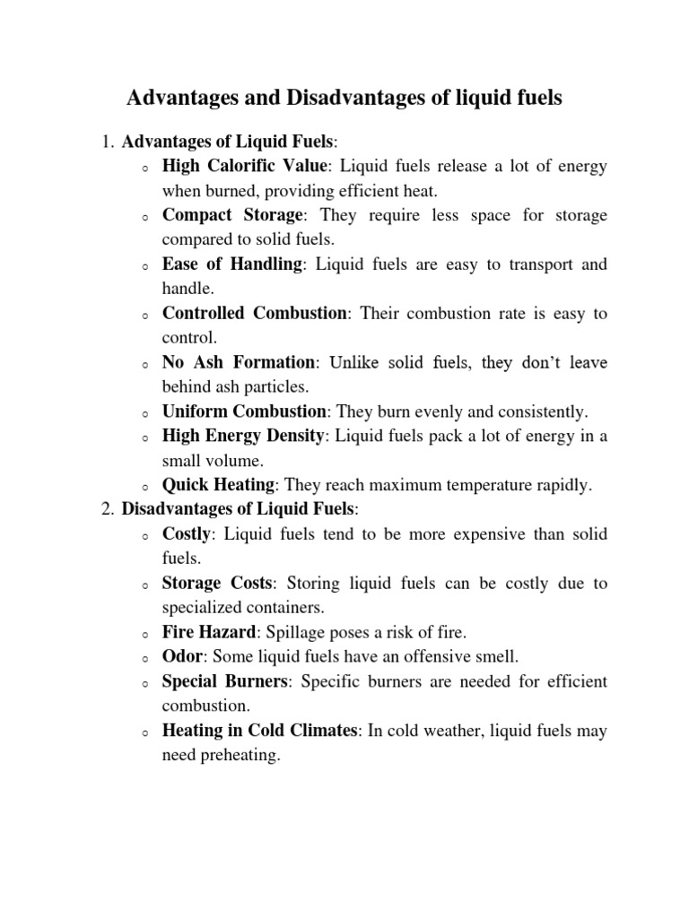 Advantages and Disadvantages of Fuels Download Free PDF Fuels