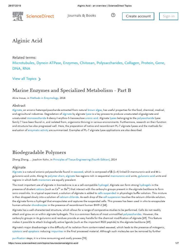 Alginic Acid - an overview _ ScienceDirect Topics | Download Free PDF ...