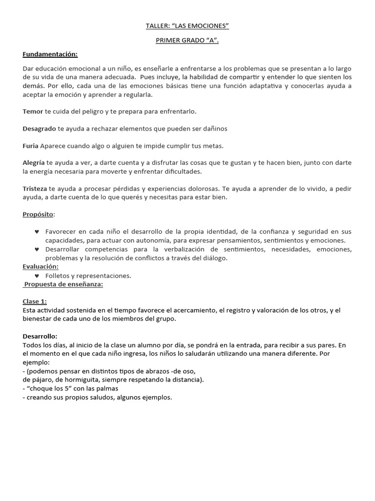 Taller de Emociones 2021 | PDF | Las emociones | Evaluación